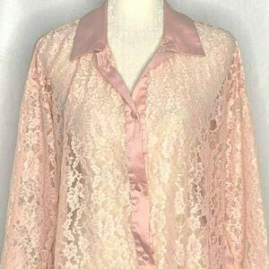 Vintage Victorias Secret Night Shirt S Pink Lace